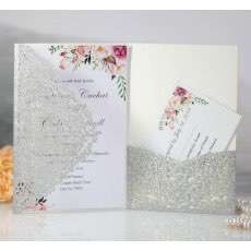 Glitter Marriage Invitation Card With Envelope Laser Cut Greeting Card Wholesale